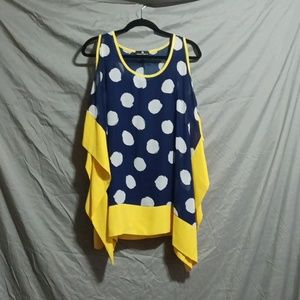 Navy/white/yellow Donna Bela handkerchief blouse and tank